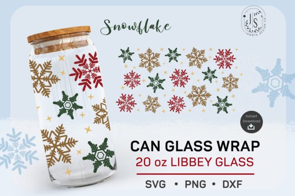 Download Christmas Snowflakes SVG, 20oz Can Glass - Premium Resources