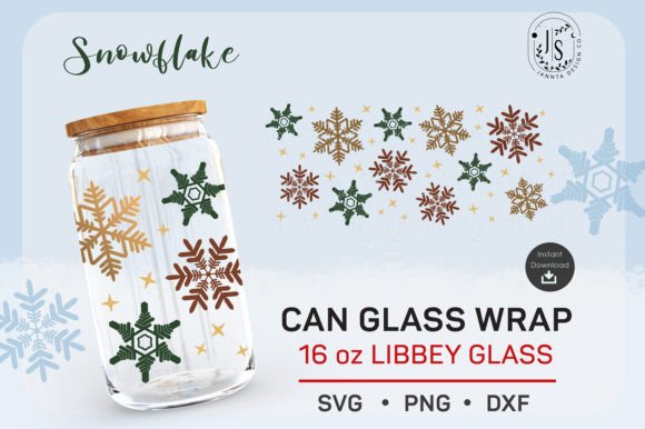 Download Christmas Snowflakes SVG, 16oz Can Glass - Premium Resources