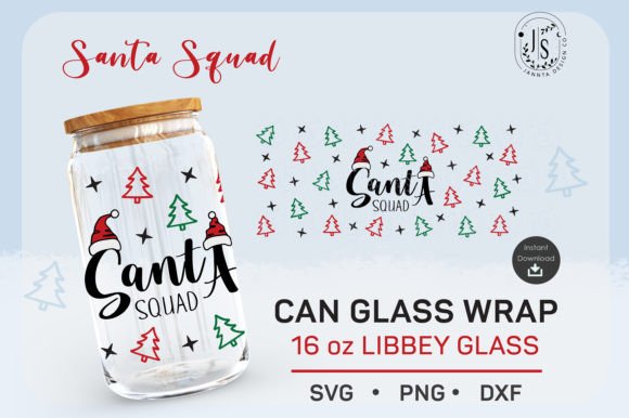 Download 16oz, Santa Squad Svg Glass Can - Premium Resources